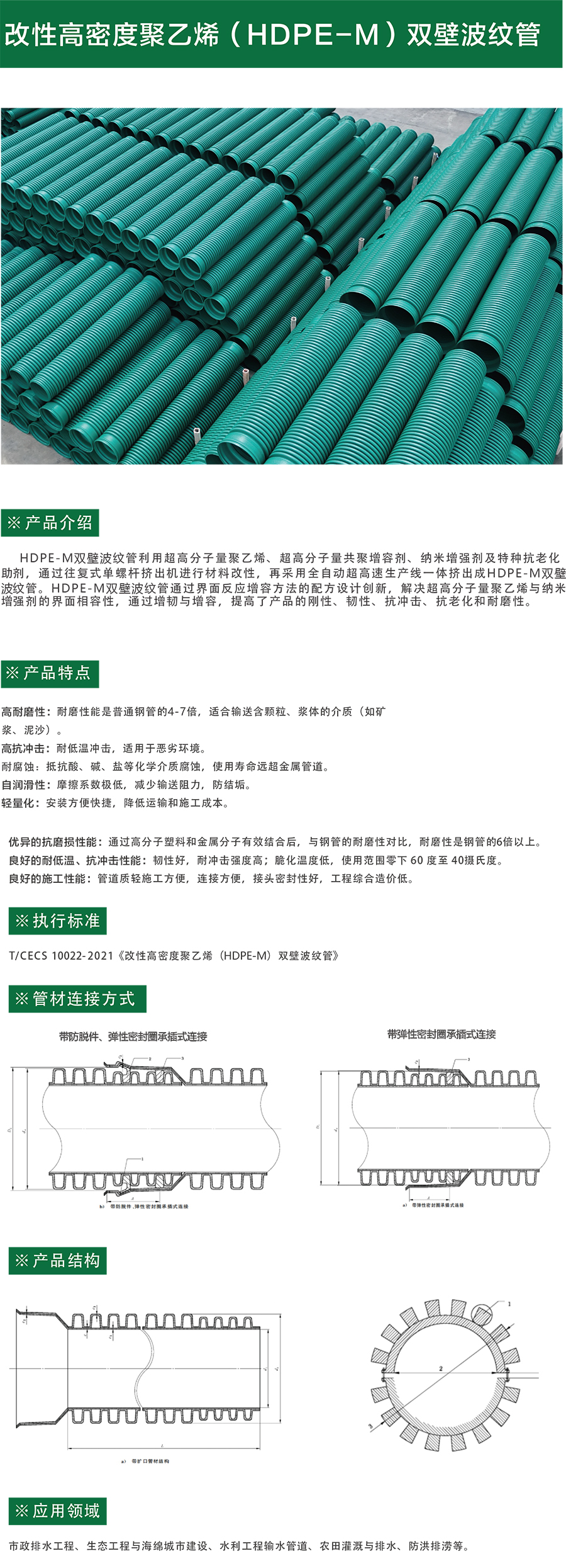 改性高密度聚乙烯（HDPE-M）双壁波纹管